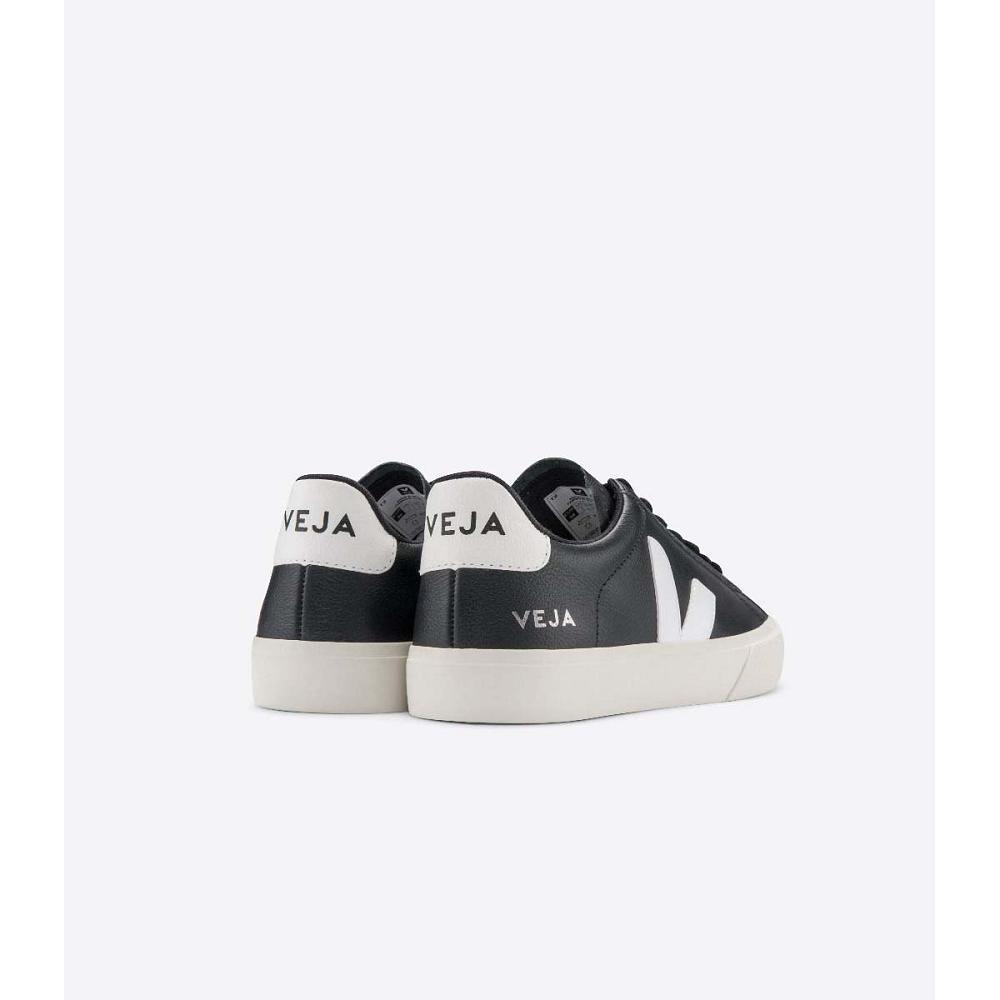 Women's Veja CAMPO CHROMEFREE Low Tops Sneakers Black/White | SG 595HAP